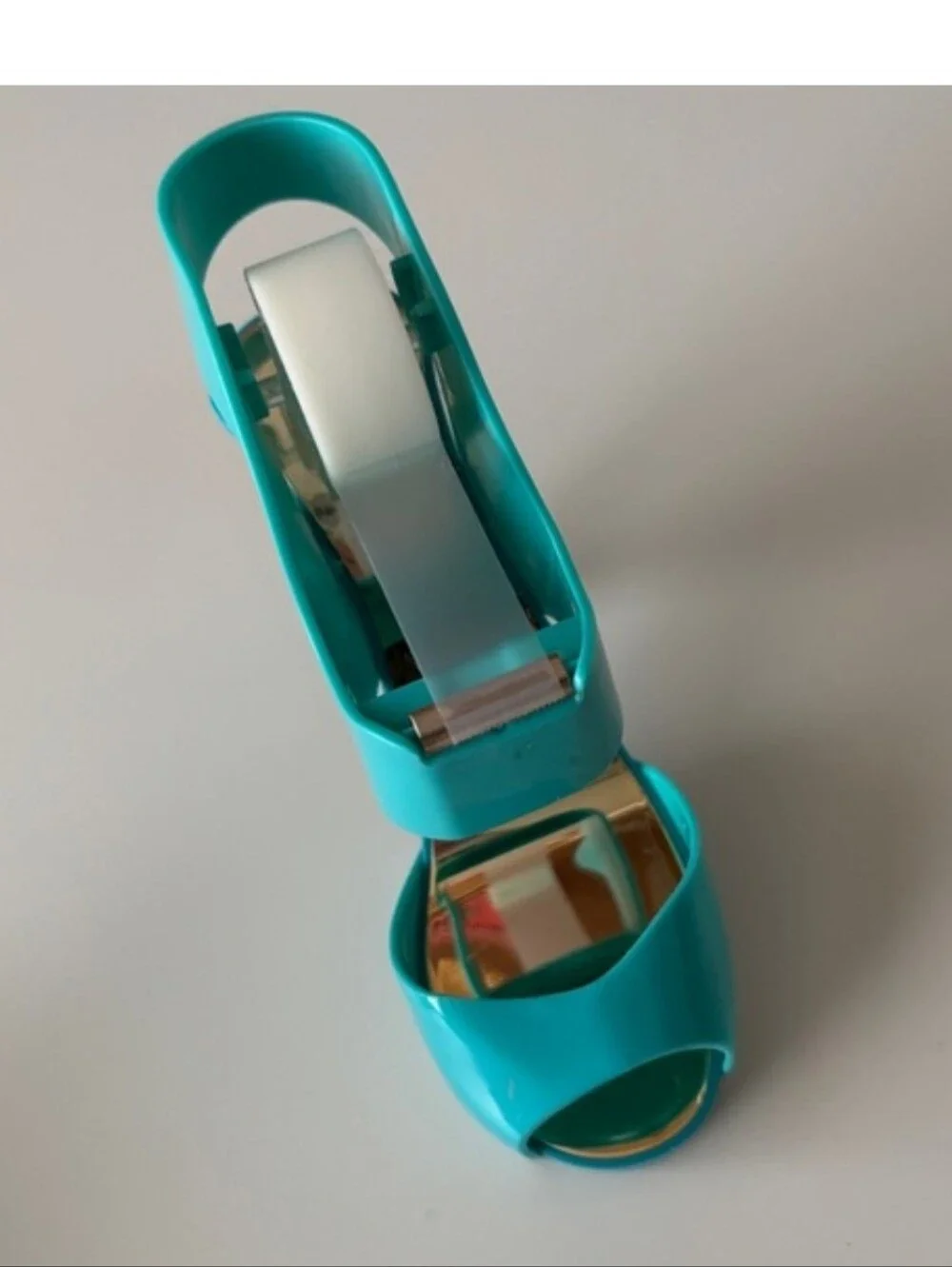 Turquoise High-Heel Tape Dispenser - Fashionable Desk Accessory